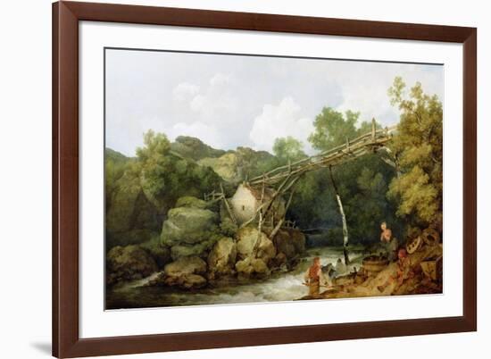 A View Near Matlock, Derbyshire with Figures Working Beneath a Wooden Conveyor, 1785-Philip James Loutherbourg-Framed Giclee Print