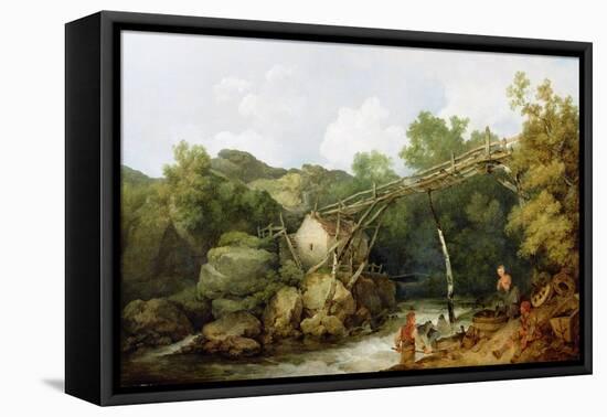 A View Near Matlock, Derbyshire with Figures Working Beneath a Wooden Conveyor, 1785-Philip James Loutherbourg-Framed Stretched Canvas