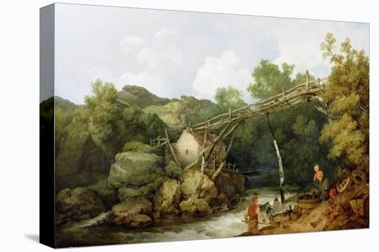 A View Near Matlock, Derbyshire with Figures Working Beneath a Wooden Conveyor, 1785-Philip James Loutherbourg-Stretched Canvas
