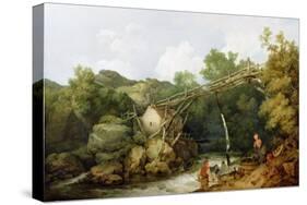 A View Near Matlock, Derbyshire with Figures Working Beneath a Wooden Conveyor, 1785-Philip James Loutherbourg-Stretched Canvas