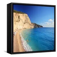 A View of a Beach at Lefkada Island, Greece, Shot with a Tilt and Shift Lens-Ljsphotography-Framed Stretched Canvas