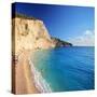 A View of a Beach at Lefkada Island, Greece, Shot with a Tilt and Shift Lens-Ljsphotography-Stretched Canvas