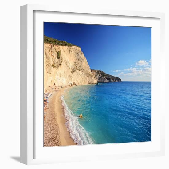 A View of a Beach at Lefkada Island, Greece, Shot with a Tilt and Shift Lens-Ljsphotography-Framed Photographic Print