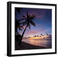 A View of a Beach with Palm Trees and Swing at Sunset, Kuredu Island, Maldives, Lhaviyani Atoll-Ljsphotography-Framed Photographic Print