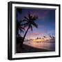 A View of a Beach with Palm Trees and Swing at Sunset, Kuredu Island, Maldives, Lhaviyani Atoll-Ljsphotography-Framed Photographic Print