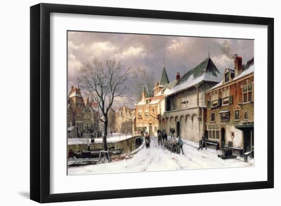 A View of a Dutch Town in Winter-Willem Koekkoek-Framed Giclee Print