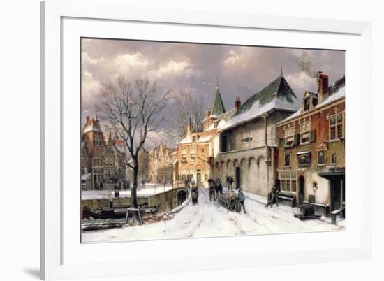 A View of a Dutch Town in Winter-Willem Koekkoek-Framed Giclee Print