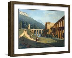 A View of a Fortified Aqueduct-Joseph August Knip-Framed Art Print