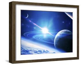 A View of a Planet as it Looms in Close Orbit and with Rings So Close You Can Almost Touch Them-Stocktrek Images-Framed Photographic Print