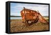 A View of a Rusty Boat on a Beach-Will Wilkinson-Framed Stretched Canvas