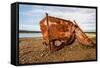 A View of a Rusty Boat on a Beach-Will Wilkinson-Framed Stretched Canvas