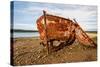 A View of a Rusty Boat on a Beach-Will Wilkinson-Stretched Canvas