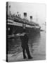 A View of a Sailor Looking at a Ship Docked in the City of Genoa-Carl Mydans-Stretched Canvas