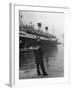 A View of a Sailor Looking at a Ship Docked in the City of Genoa-Carl Mydans-Framed Premium Photographic Print