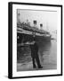 A View of a Sailor Looking at a Ship Docked in the City of Genoa-Carl Mydans-Framed Premium Photographic Print