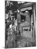 A View of a Santa Fe Railroad Freight Train Conductor Pulling the Whistle Cord-Bernard Hoffman-Mounted Premium Photographic Print