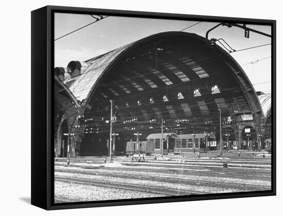 A View of a Train Station in the City of Rome-Thomas D^ Mcavoy-Framed Stretched Canvas