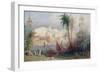 A View of an Indian City Beside a River, with Boats on the River and Figures in the Foreground-Thomas Allom-Framed Giclee Print