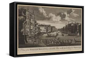 A View of an Italian Regatta or Gondola Race on the Grand Canal at Venice, Etc-null-Framed Stretched Canvas