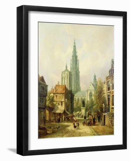 A View of Antwerp-Pieter Cornelis Dommershuijzen-Framed Giclee Print