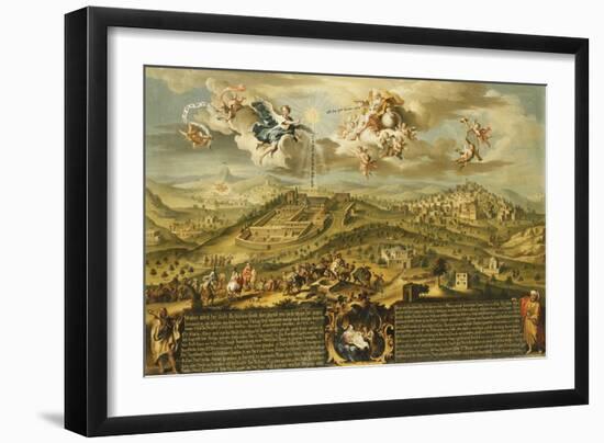 A View of Bethlehem with the Journey of the Magi, the Trinity Above and the Nativity-Stephan Joseph-Framed Giclee Print