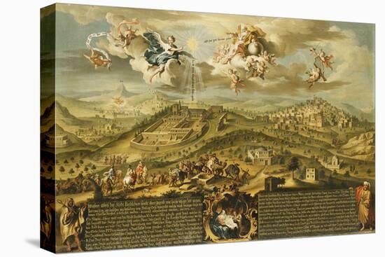 A View of Bethlehem with the Journey of the Magi, the Trinity Above and the Nativity-Stephan Joseph-Stretched Canvas