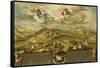 A View of Bethlehem with the Journey of the Magi, the Trinity Above and the Nativity-Stephan Joseph-Framed Stretched Canvas