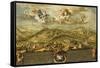 A View of Bethlehem with the Journey of the Magi, the Trinity Above and the Nativity-Stephan Joseph-Framed Stretched Canvas