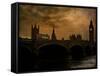 A View of Big Ben in London from the River Thames-Eudald Castells-Framed Stretched Canvas