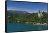 A view of Bled Castle, Lake Bled, Slovenia, Europe-Sergio Pitamitz-Framed Stretched Canvas