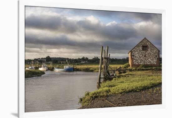 A view of boats moored in the creek at Thornham, Norfolk, England, United Kingdom, Europe-Jon Gibbs-Framed Photographic Print