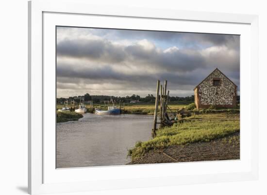 A view of boats moored in the creek at Thornham, Norfolk, England, United Kingdom, Europe-Jon Gibbs-Framed Photographic Print
