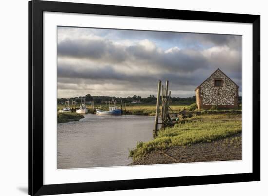 A view of boats moored in the creek at Thornham, Norfolk, England, United Kingdom, Europe-Jon Gibbs-Framed Photographic Print