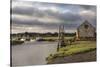 A view of boats moored in the creek at Thornham, Norfolk, England, United Kingdom, Europe-Jon Gibbs-Stretched Canvas