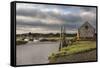 A view of boats moored in the creek at Thornham, Norfolk, England, United Kingdom, Europe-Jon Gibbs-Framed Stretched Canvas