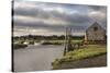 A view of boats moored in the creek at Thornham, Norfolk, England, United Kingdom, Europe-Jon Gibbs-Stretched Canvas