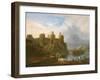 A View of Conway Castle with Fishermen Mending their Nets-John Inigo Richards-Framed Giclee Print