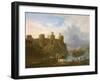 A View of Conway Castle with Fishermen Mending their Nets-John Inigo Richards-Framed Giclee Print