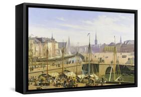 A View of Copenhagen Towards the Stock Exchange from Gammel Strand-Martinus Rorbye-Framed Stretched Canvas