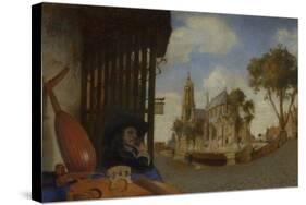 A View of Delft, with a Musical Instrument Seller's Stall, 1652-Carel Fabritius-Stretched Canvas