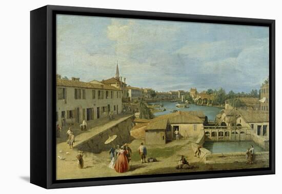 A View of Dolo on the Brenta Canal, C.1725-29-Canaletto-Framed Stretched Canvas