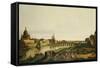 A View of Dresden from the Right Bank of the River Elbe Above the Augustusbrucke-Bellotto Bernardo-Framed Stretched Canvas