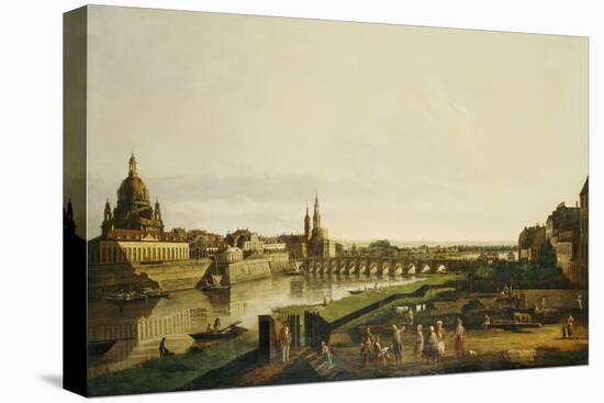 A View of Dresden from the Right Bank of the River Elbe Above the Augustusbrucke-Bellotto Bernardo-Stretched Canvas