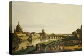 A View of Dresden from the Right Bank of the River Elbe Above the Augustusbrucke-Bellotto Bernardo-Stretched Canvas