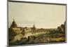 A View of Dresden from the Right Bank of the River Elbe Above the Augustusbrucke-Bernardo Bellotto-Mounted Giclee Print