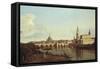 A View of Dresden from the Right Bank of the River Elbe above the Augustusbrucke-Bernardo Bellotto-Framed Stretched Canvas