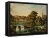 A View of Duncombe Park in North Yorkshire from across the Lake-null-Framed Stretched Canvas