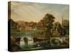 A View of Duncombe Park in North Yorkshire from across the Lake-null-Stretched Canvas