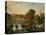 A View of Duncombe Park in North Yorkshire from across the Lake-null-Stretched Canvas