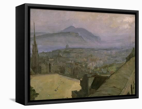 A View of Edinburgh from the Castle Looking Across the Esplanade Towards Arthur's Seat-Sir John Lavery-Framed Stretched Canvas